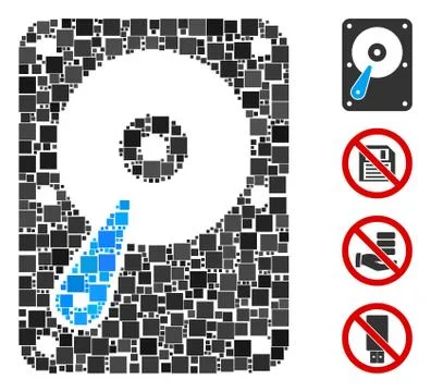 Square Hard Disk Icon Vector Mosaic 스톡 일러스트