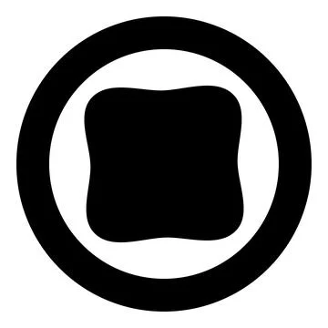 Square have rounded corners rectangle shape icon in circle round black colo.. Stock Illustration