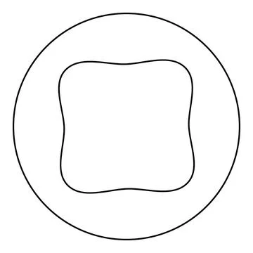 Square have rounded corners rectangle shape icon in circle round black colo.. Stock Illustration