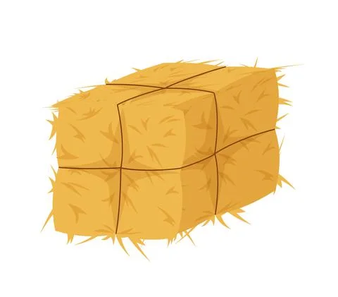 Square haystack. Yellow bandaged roll of grass compact hayloft Stock Illustration