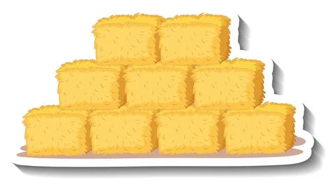 Square haystacks group on white background Stock Illustration