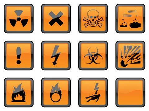 Square hazard signs Stock Illustration