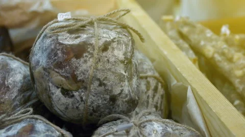 Square head of blue cheese, close-up Video stock 68299562