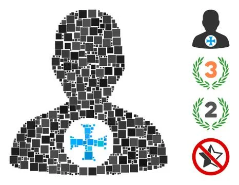 Square Hero Medal Icon Vector Collage Stock Illustration