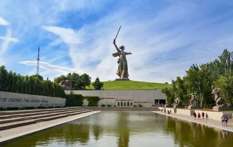 Square of Heroes. Memorial complex Mamayev Kurgan in Volgograd Stock Photos