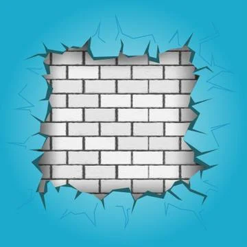 Square hole in blue wall Stock Illustration