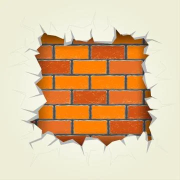 Square hole in the brick wall Stock Illustration