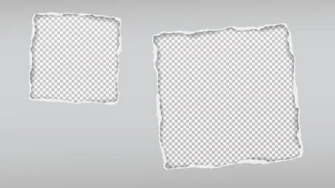Square holes composition in white paper with torn edges and soft shadow is on Stock Illustration