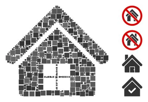 Square Home Icon Vector Collage Ilustração Stock