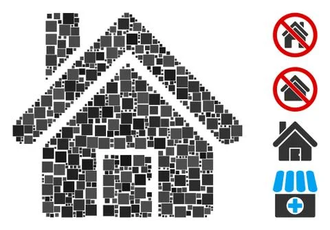 Square House Icon Vector Mosaic 스톡 일러스트