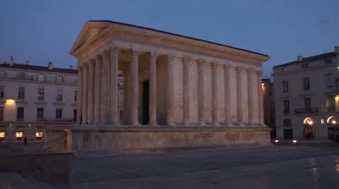 The Square house Structures Roman in Nîmes France Stock Footage 52980913
