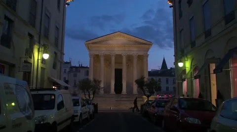 The Square house Structures Roman in Nîmes France Stock Footage 52980991