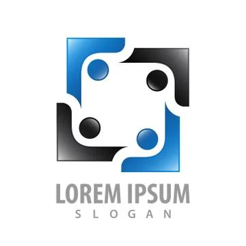 Square human figures character logo concept design. Symbol graphic template e Stock Illustration