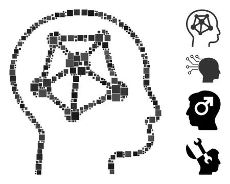 Square Human Memory Links Icon Vector Collage Stockillustratie