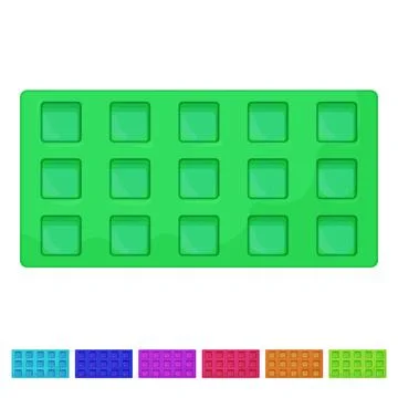 Square ice cube tray color icon vector graphic Stock Illustration