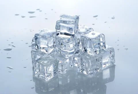 Square ice cubes on white background Stock Photos