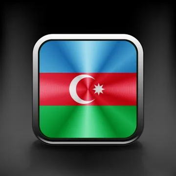 Square icon with flag of azerbaijan with reflection Stock Illustration