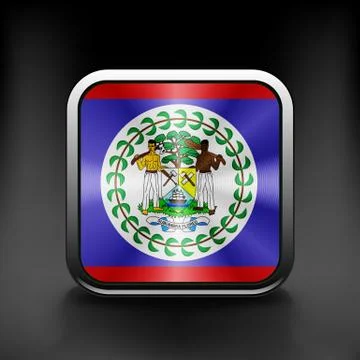 Square icon with flag of belize with reflection Stock Illustration