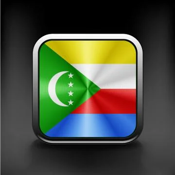 Square icon with flag of comoros Stock Illustration