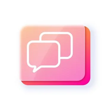 Square icon, pink gradient, blurred, with a speech bubble symbol, in the Stock Illustration