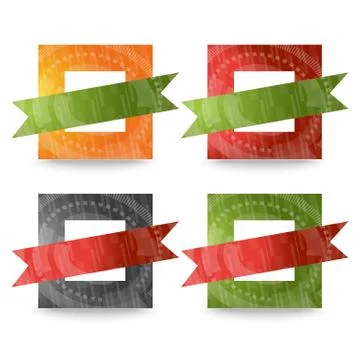 Square icon with ribbon Stock Illustration