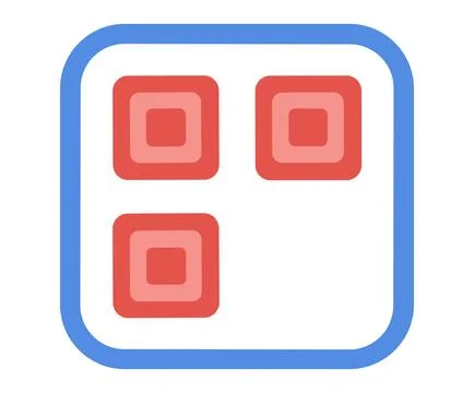 Square icon with rounded corners containing three red squares. Stock Illustration