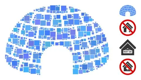 Square Igloo Icon Vector Collage Ilustração Stock