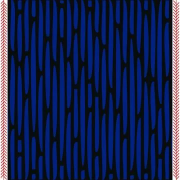 Square image of black and blue line patterned background with red and white side Ilustración de archivo