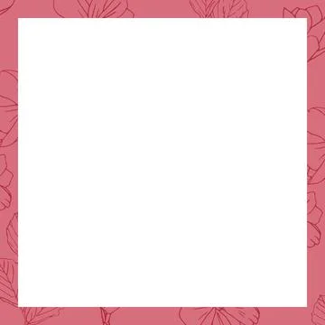 Square image of pink flower patterned border frame around central white copy Foto stock