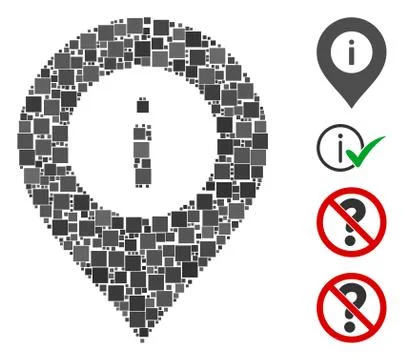 Square Info Center Marker Icon Vector Mosaic 스톡 일러스트