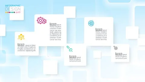 Square infographics on blue abstract background Stock Illustration