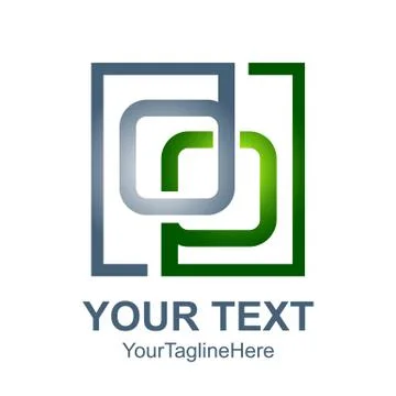 Square initial letter DP logo design template element colored silver green fo Illustrazione stock