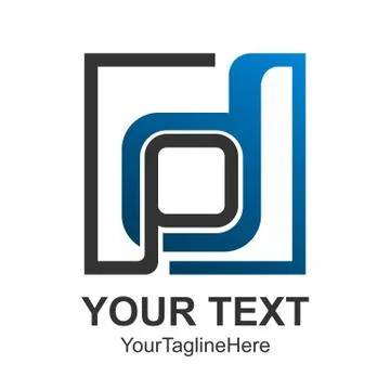 Square initial letter DP or PD logo design template element colored blue grey Illustrazione stock