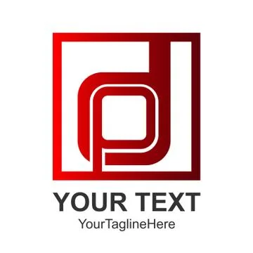 Square initial letter DP or PD logo design template element colored red for b Stock Illustration