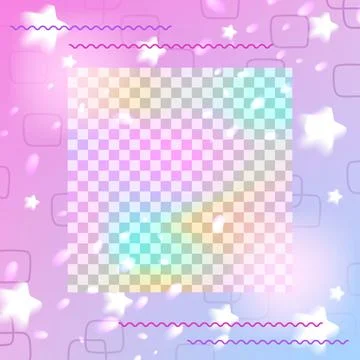 Square Insta post template. Purple gradient with a soft stars and rainbow p.. Stock Illustration