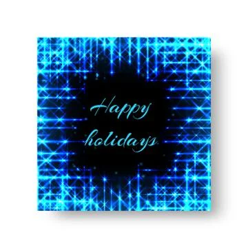 Square invitation with neon light Stock Illustration