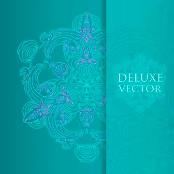 Square invite template. Vector invitation with mandala design element. Stock Illustration