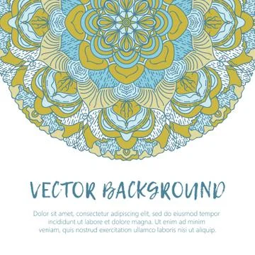 Square invite template. Vector invitation with mandala design element. Stock Illustration