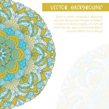 Square invite template. Vector invitation with mandala design element. Stock Illustration