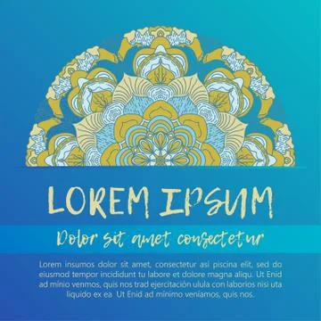 Square invite template. Vector invitation with mandala design element. Illustrazione stock