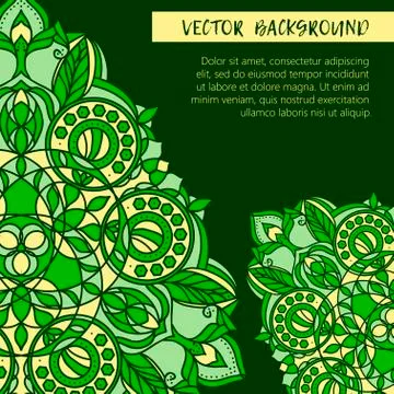 Square invite template. Vector invitation with mandala design element. Stock Illustration