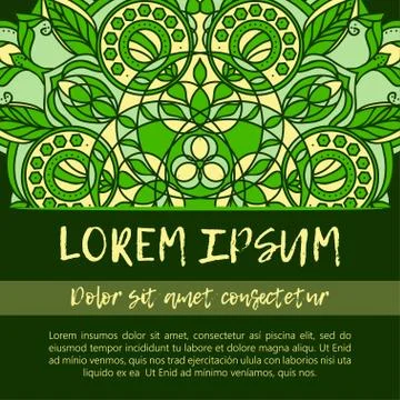 Square invite template. Vector invitation with mandala design element. Stock Illustration