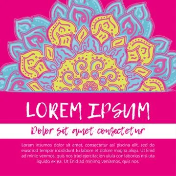 Square invite template. Vector invitation with mandala design element. Stock Illustration