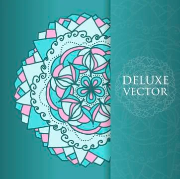 Square invite template. Vector invitation with mandala design element Stock Illustration