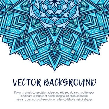 Square invite template. Vector invitation with mandala design element Stock Illustration