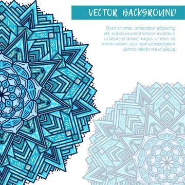Square invite template. Vector invitation with mandala design element Stock Illustration