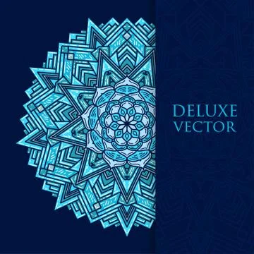 Square invite template. Vector invitation with mandala design element Stock Illustration