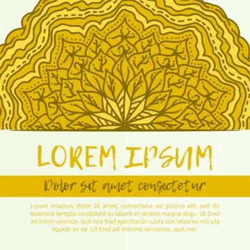 Square invite template. Vector invitation with mandala design element. Stock Illustration