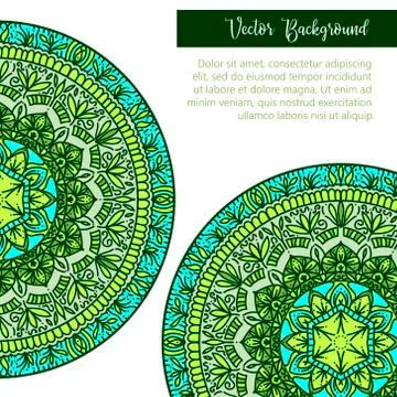 Square invite template. Vector invitation with mandala design element. Round  Stock Illustration