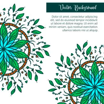 Square invite template. Vector invitation with mandala design element. Round  Stock Illustration